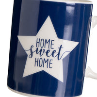 Juego de 4 tazas mug combinadas azules de cerámica de 340 ml