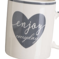 Juego de 4 tazas mug combinadas azules de cerámica de 340 ml