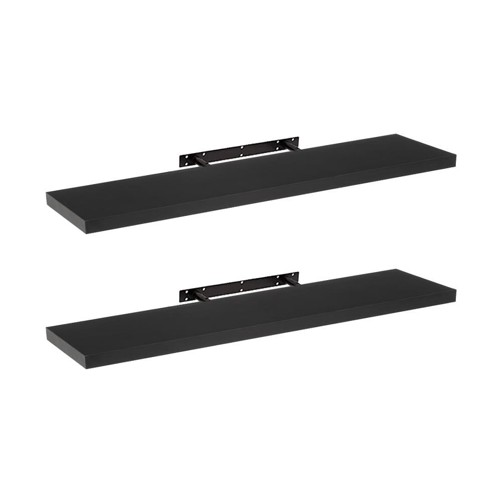 Set de 2 estantes de pared negros de 120 cm