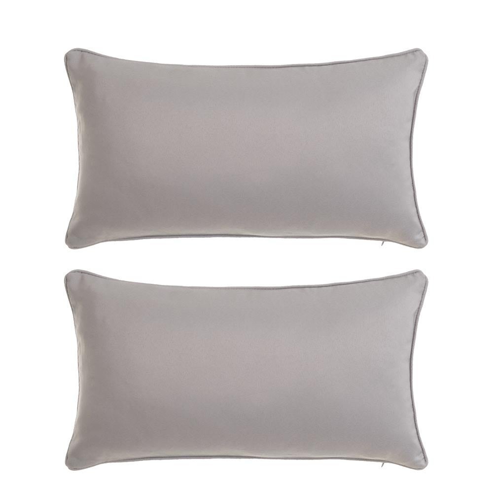 2 cojines lisos grises de tela de loneta de 50x30 cm con relleno