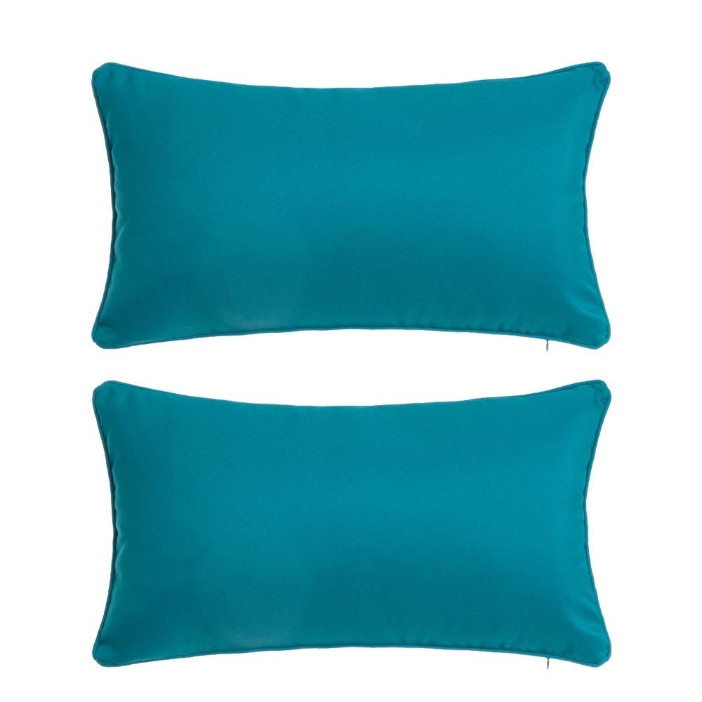 2 cojines lisos azules de tela de loneta de 50x30 cm con relleno