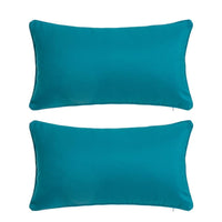 2 cojines lisos azules de tela de loneta de 50x30 cm con relleno
