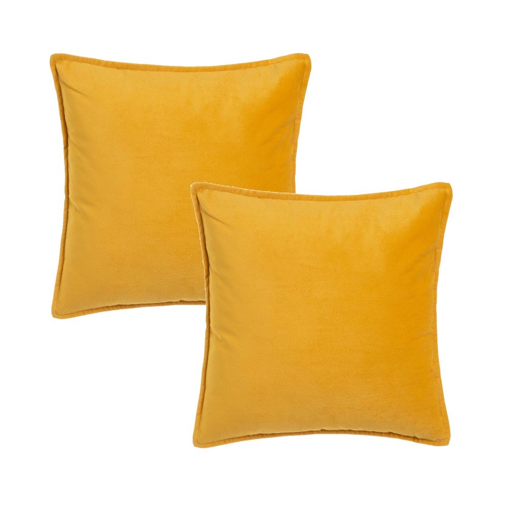 Set de 2 cojín de terciopelo mostaza