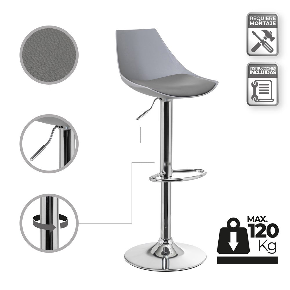 2 taburetes giratorios grises de 104 cm