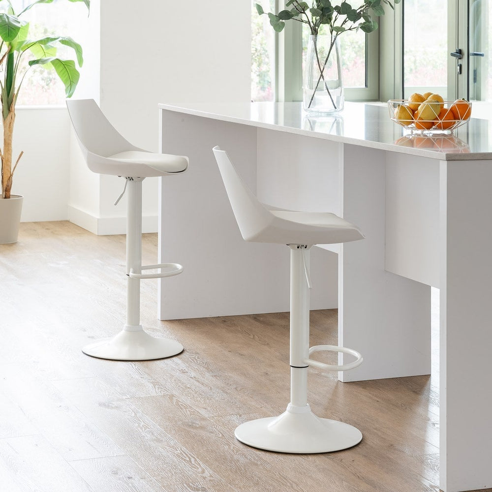 Set de 2 taburetes giratorios blancos de 104 cm