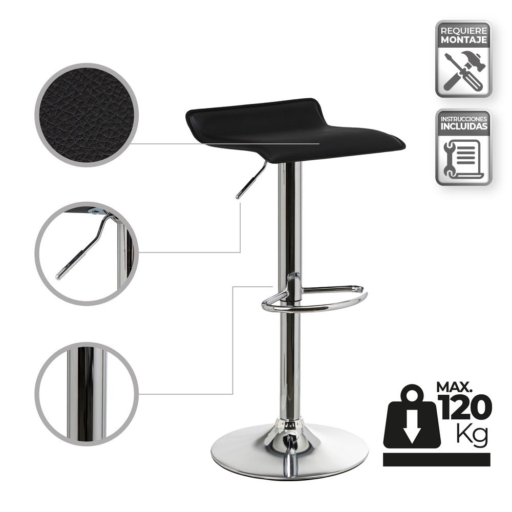 Pack de 2 taburetes giratorios negro y metal