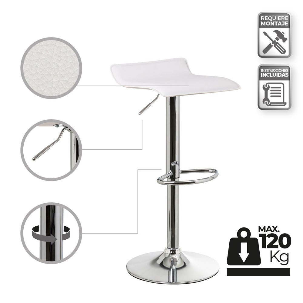 Pack de 2 taburetes giratorios blanco y metal