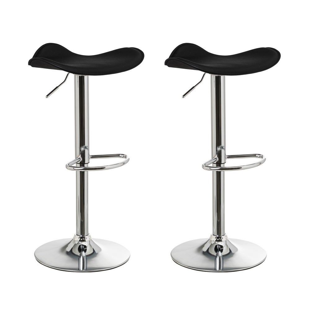 Set de 2 taburetes negros giratorios de polipiel y metal de 83 cm