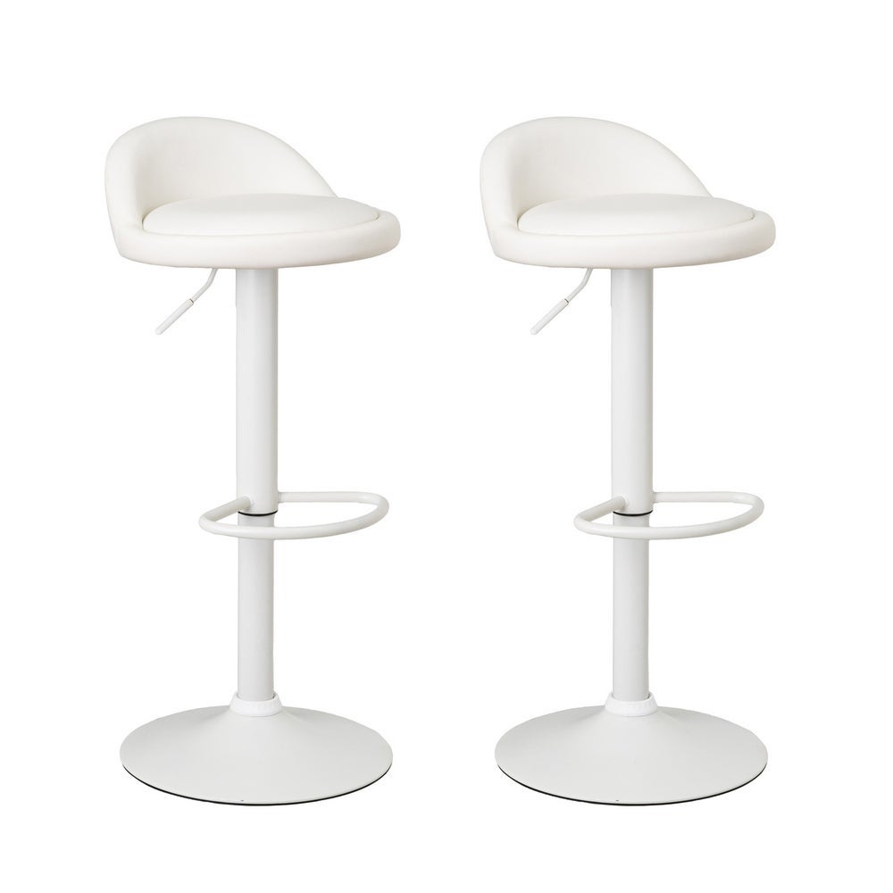 Set de 2 taburetes giratorios acolchados blancos