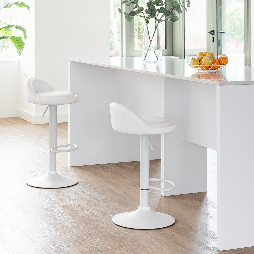 Set de 2 taburetes giratorios acolchados blancos