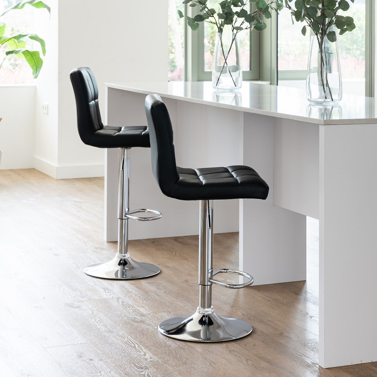 Set de 2 taburetes giratorios negros