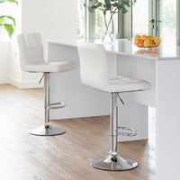 2 taburetes giratorios blancos de 113 cm