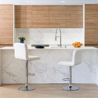 2 taburetes giratorios blancos de 113 cm