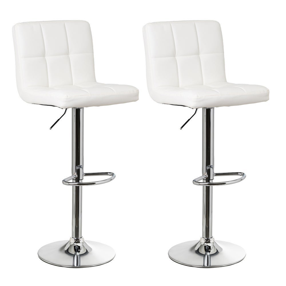 2 taburetes giratorios blancos de 113 cm