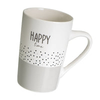 Juego de 4 tazas de cerámica blanco y negro