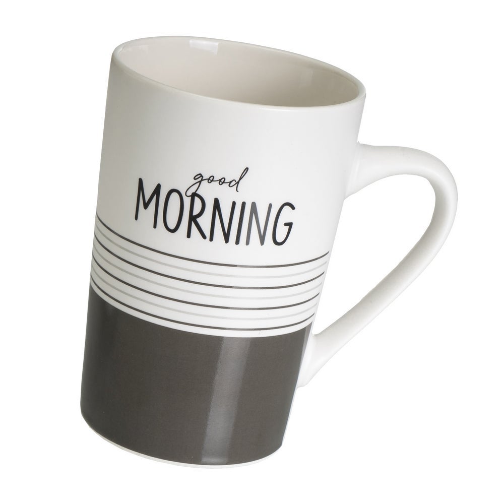 Juego de 4 tazas de cerámica blanco y negro