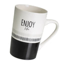 Juego de 4 tazas de cerámica blanco y negro