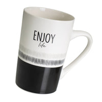 Juego de 4 tazas de cerámica blanco y negro