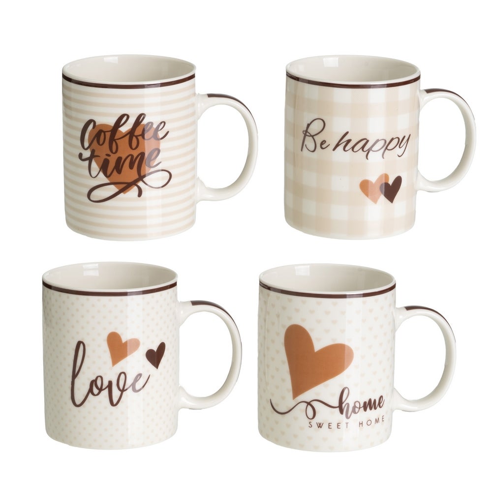 Juego de 4 tazas de cerámica marrón