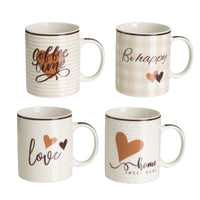 Juego de 4 tazas de cerámica marrón