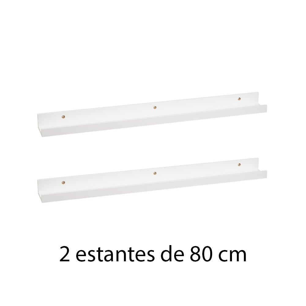 Set de 2 estantes de pared blancos de 80 cm