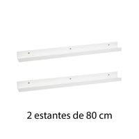 Set de 2 estantes de pared blancos de 80 cm