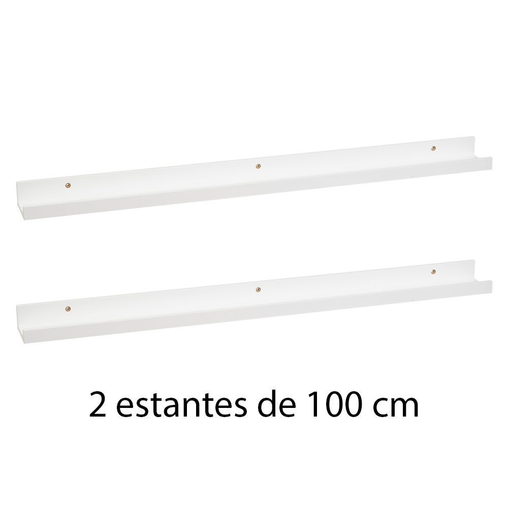 Set de 2 estantes de pared blancos de 100 cm