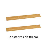 Set de 2 estantes de pared natural de 80 cm