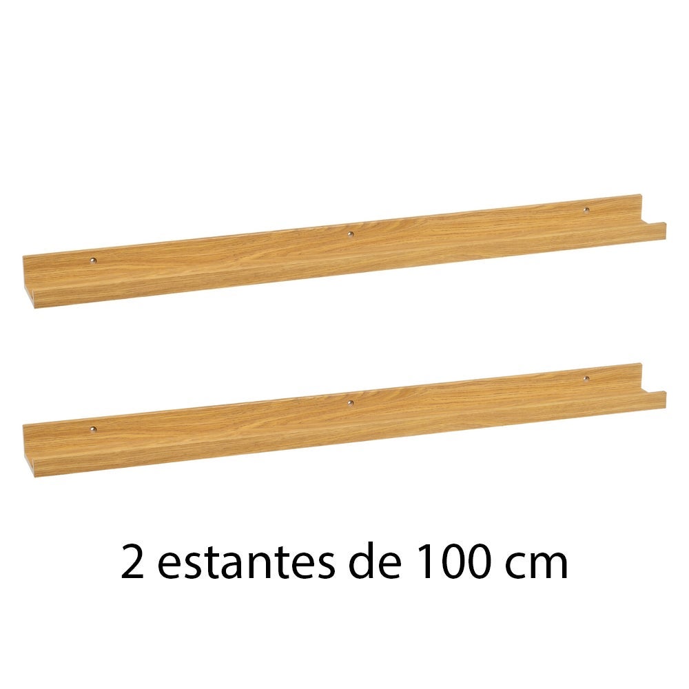 Set de 2 estantes de pared natural de 100 cm