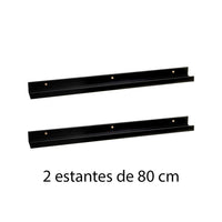 Set de 2 estantes de pared negros de 80 cm