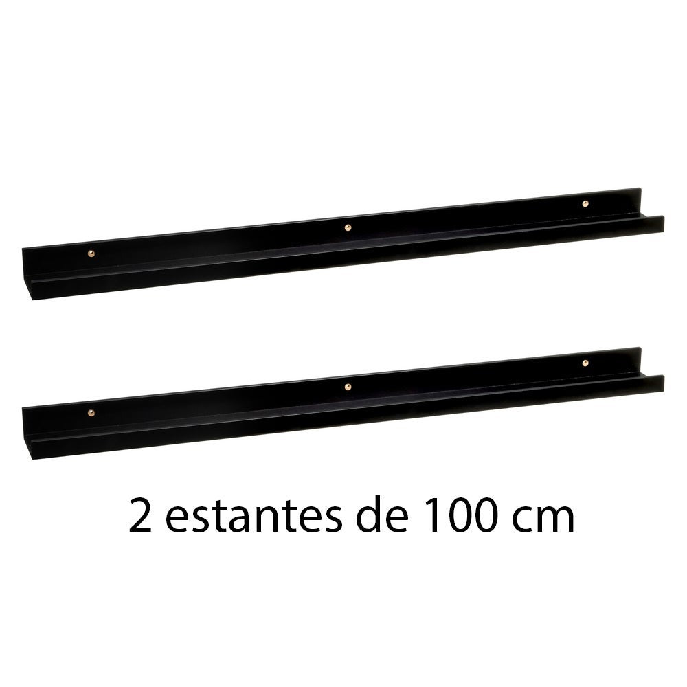 Set de 2 estantes de pared negros de 100 cm