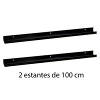 Set de 2 estantes de pared negros de 100 cm