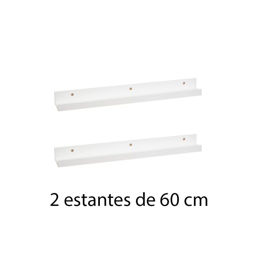 Set de 2 estantes de pared blancos de 60 cm