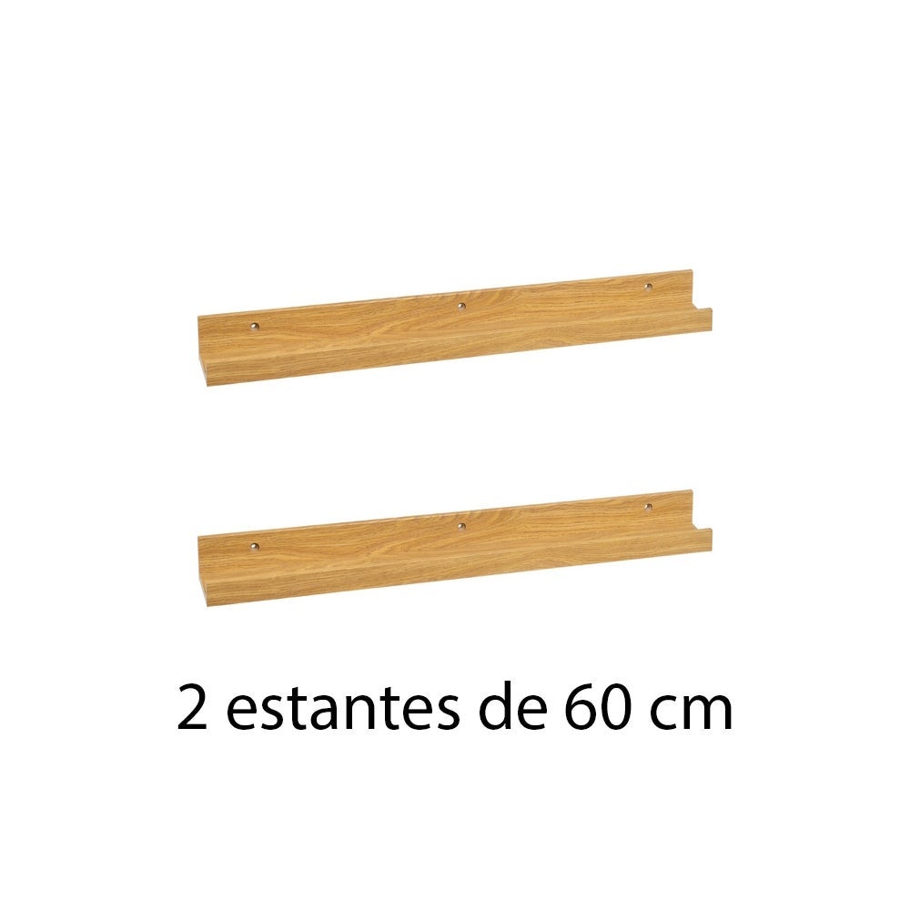 Set de 2 estantes de pared natural de 60 cm