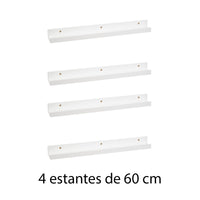 Set de 4 estantes de pared blancos de 60 cm