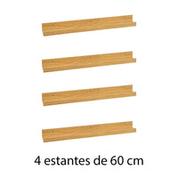 Set de 4 estantes de pared natural de 60 cm