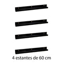 Set de 4 estantes de pared negros de 60 cm
