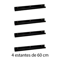 Set de 4 estantes de pared negros de 60 cm
