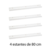 Set de 4 estantes de pared blancos de 80 cm