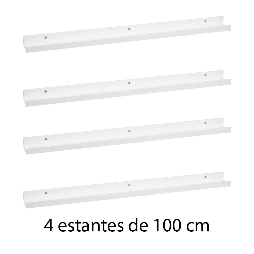 Set de 4 estantes de pared blancos de 100 cm