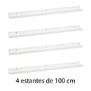 Set de 4 estantes de pared blancos de 100 cm