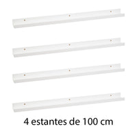 Set de 4 estantes de pared blancos de 100 cm