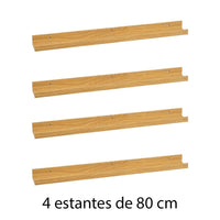 Set de 4 estantes de pared natural de 80 cm