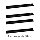 Set de 4 estantes de pared negros de 80 cm