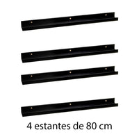 Set de 4 estantes de pared negros de 80 cm