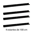 Set de 4 estantes de pared negros de 100 cm