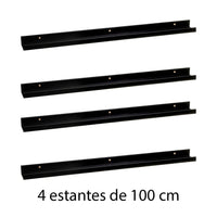Set de 4 estantes de pared negros de 100 cm