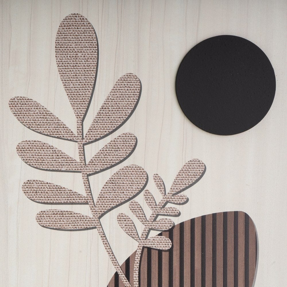 Set de 2 cuadros con tallado en relieve y moldura negra de 32x32 cm