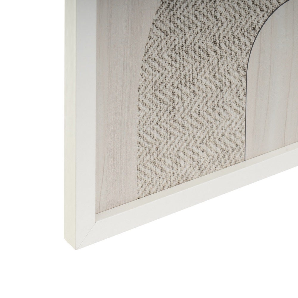 Set de 2 cuadros con tallado en relieve y moldura blanca de 42x52 cm