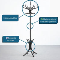 Perchero de pie de madera de álamo negro